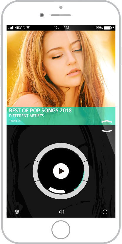 Show NikooPlayer first screen to play, select album, and its features